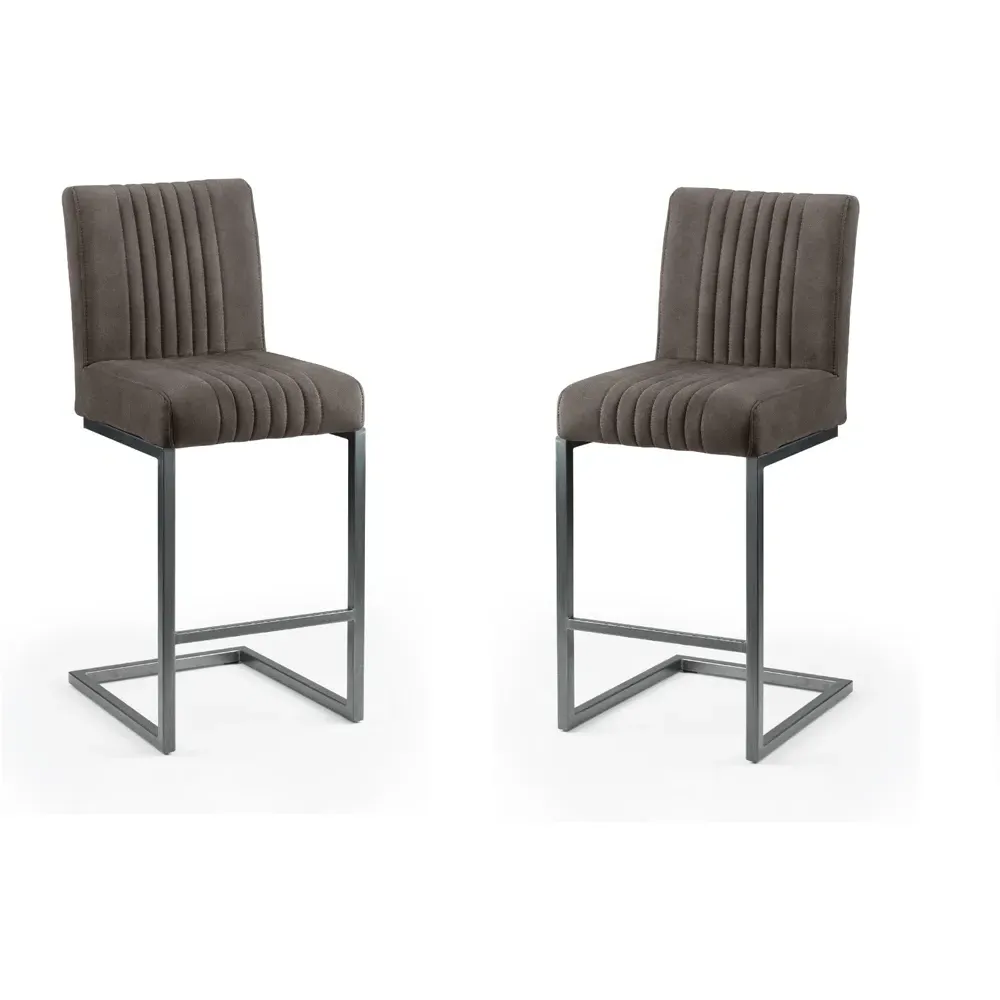 Brooklyn Bar Stool Set of 2 - Charcoal Grey, Faux Leather