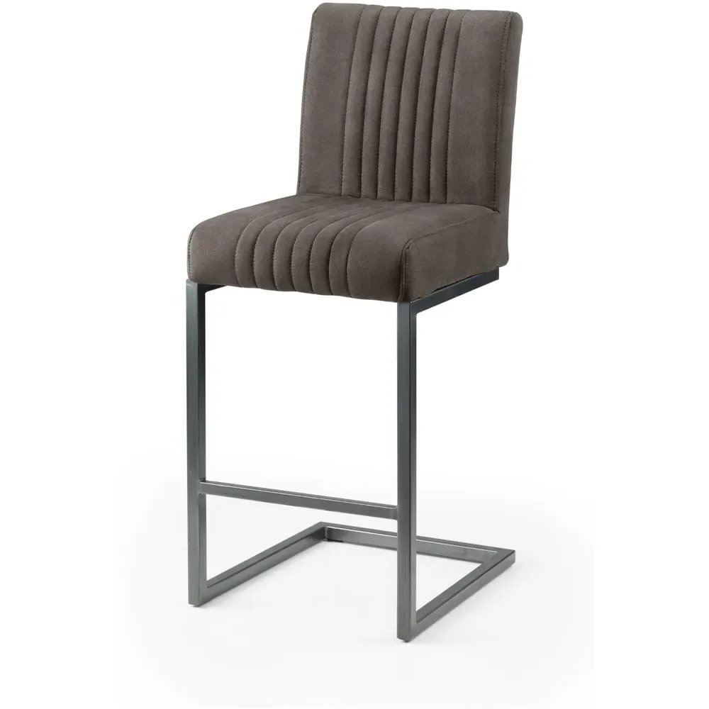Brooklyn Bar Stool Set of 2 - Charcoal Grey, Faux Leather