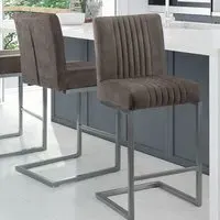 Brooklyn Bar Stool Set of 2 - Charcoal Grey, Faux Leather