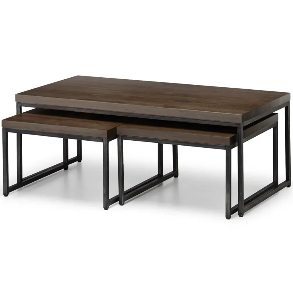 Brooklyn Dark Oak Nest of Tables Set of 3 - Brown, Oak