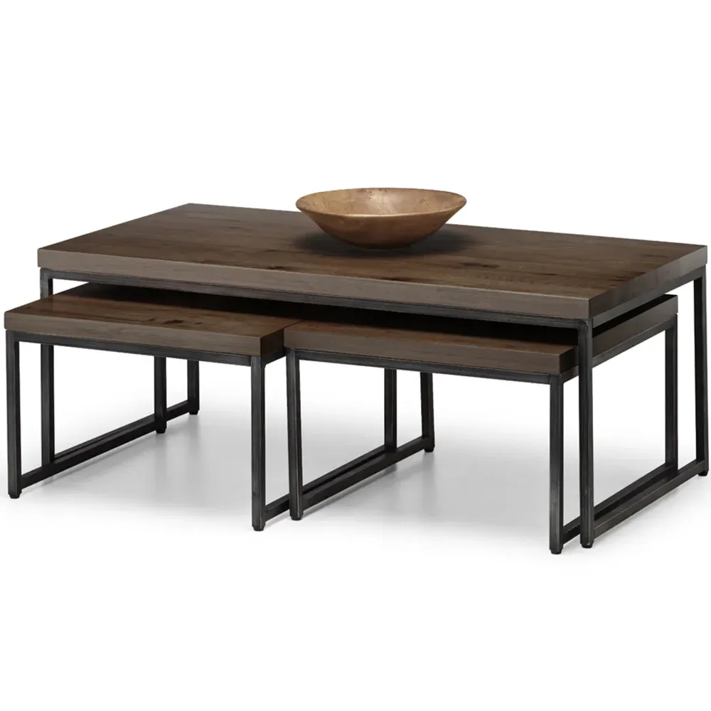 Brooklyn Dark Oak Nest of Tables Set of 3 - Brown, Oak