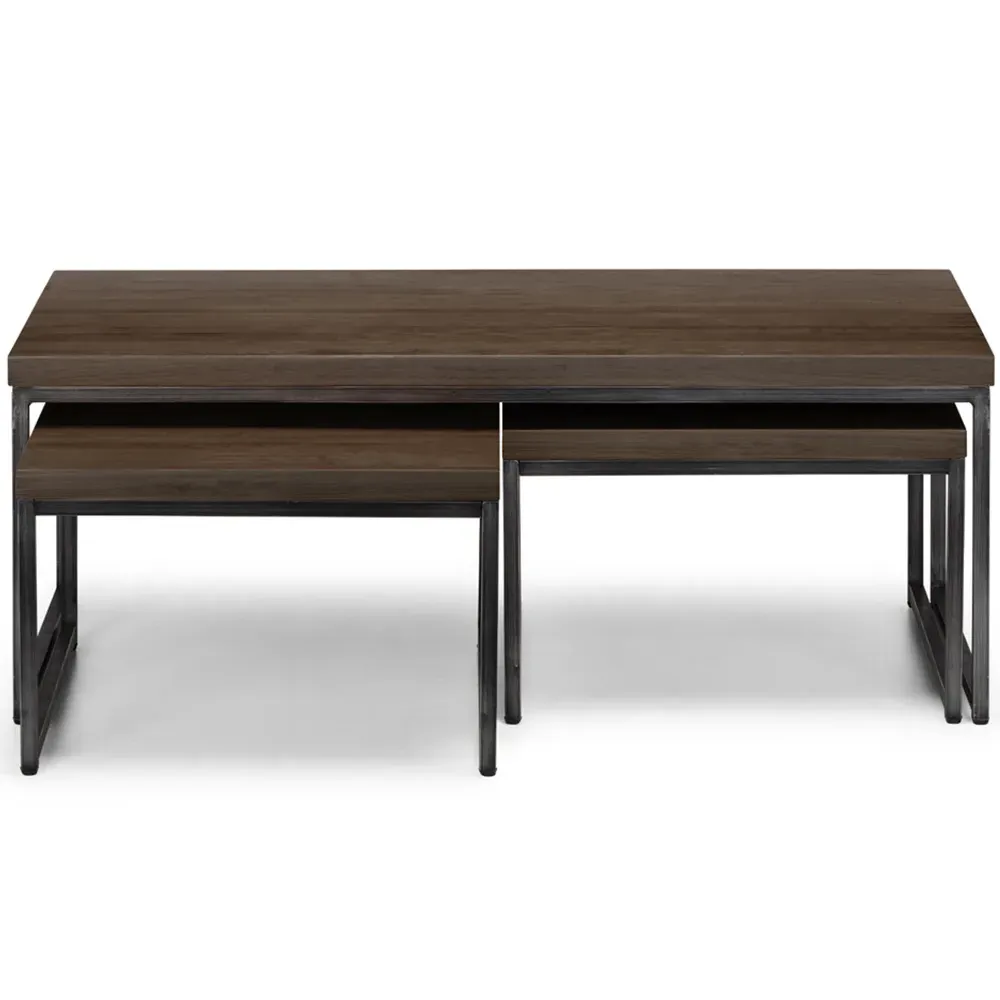 Brooklyn Dark Oak Nest of Tables Set of 3 - Brown, Oak