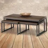 Brooklyn Dark Oak Nest of Tables Set of 3 - Brown, Oak