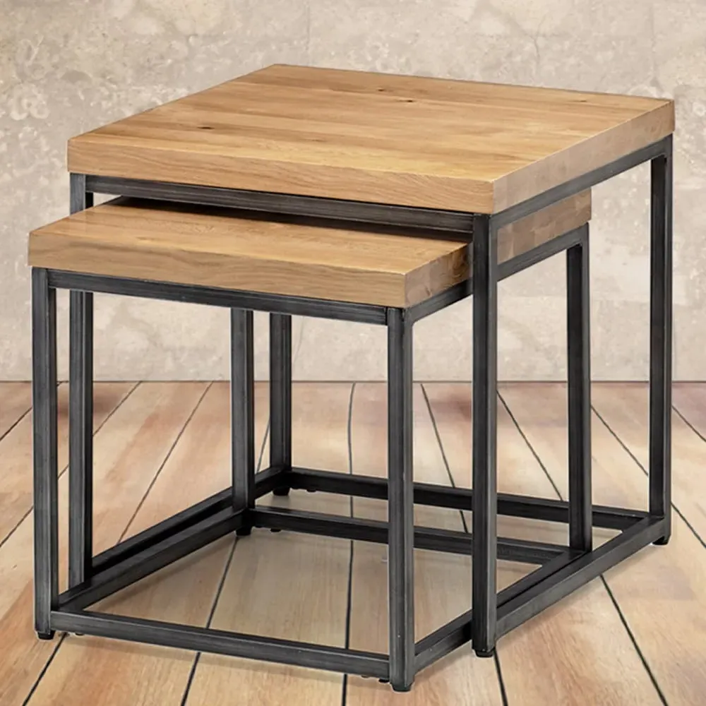Brooklyn Nest of Tables Set of 2 - Brown, Oak image