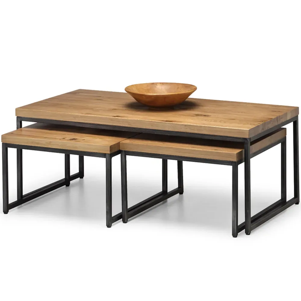 Brooklyn Nest of Tables Set of 3 - Brown, Oak