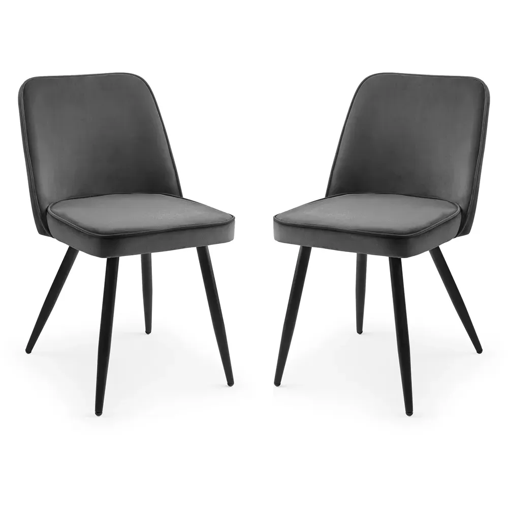 Burgess Set of 2 Dining Chairs - Grey, Velvet