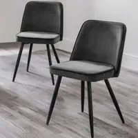 Burgess Set of 2 Dining Chairs - Grey, Velvet