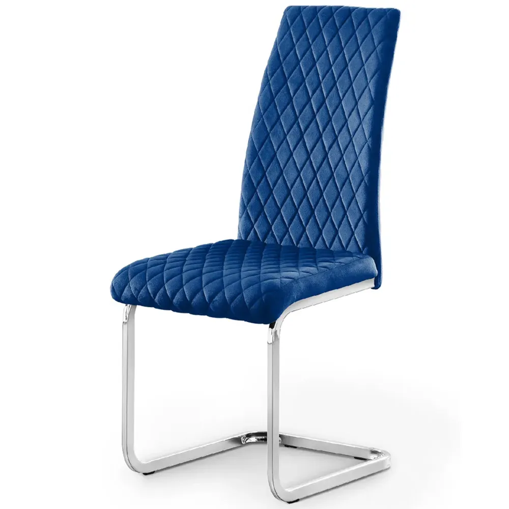 Calabria Set of 4 Dining Chairs with Diamond Stitching - Blue