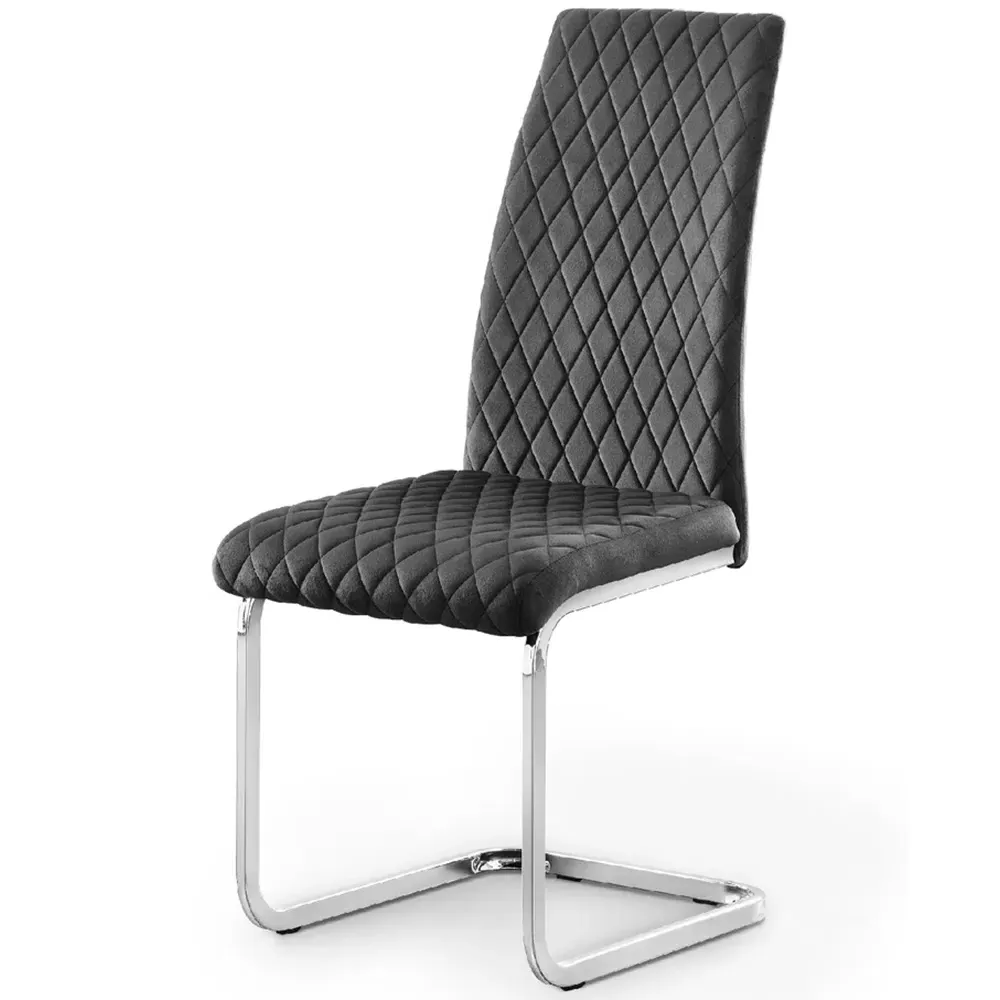 Calabria Set of 4 Dining Chairs with Diamond Stitching - Grey