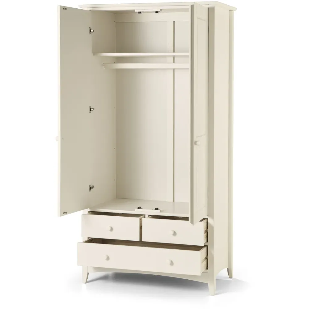 Cameo 2 Door 3 Drawer Wardrobe - Stone White