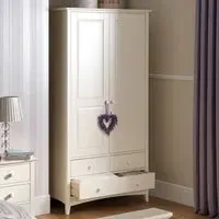 Cameo 2 Door 3 Drawer Wardrobe - Stone White