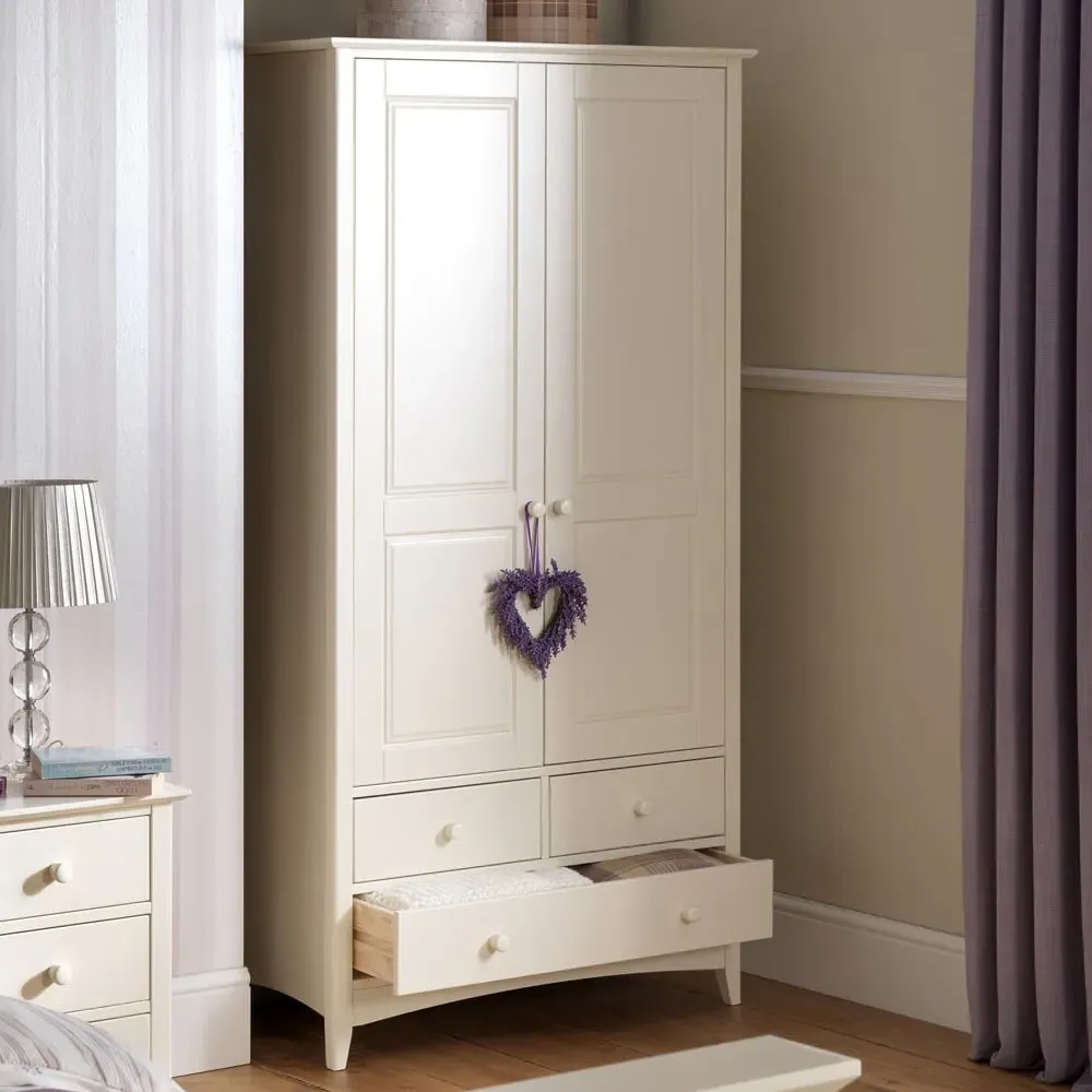 Cameo 2 Door 3 Drawer Wardrobe - Stone White