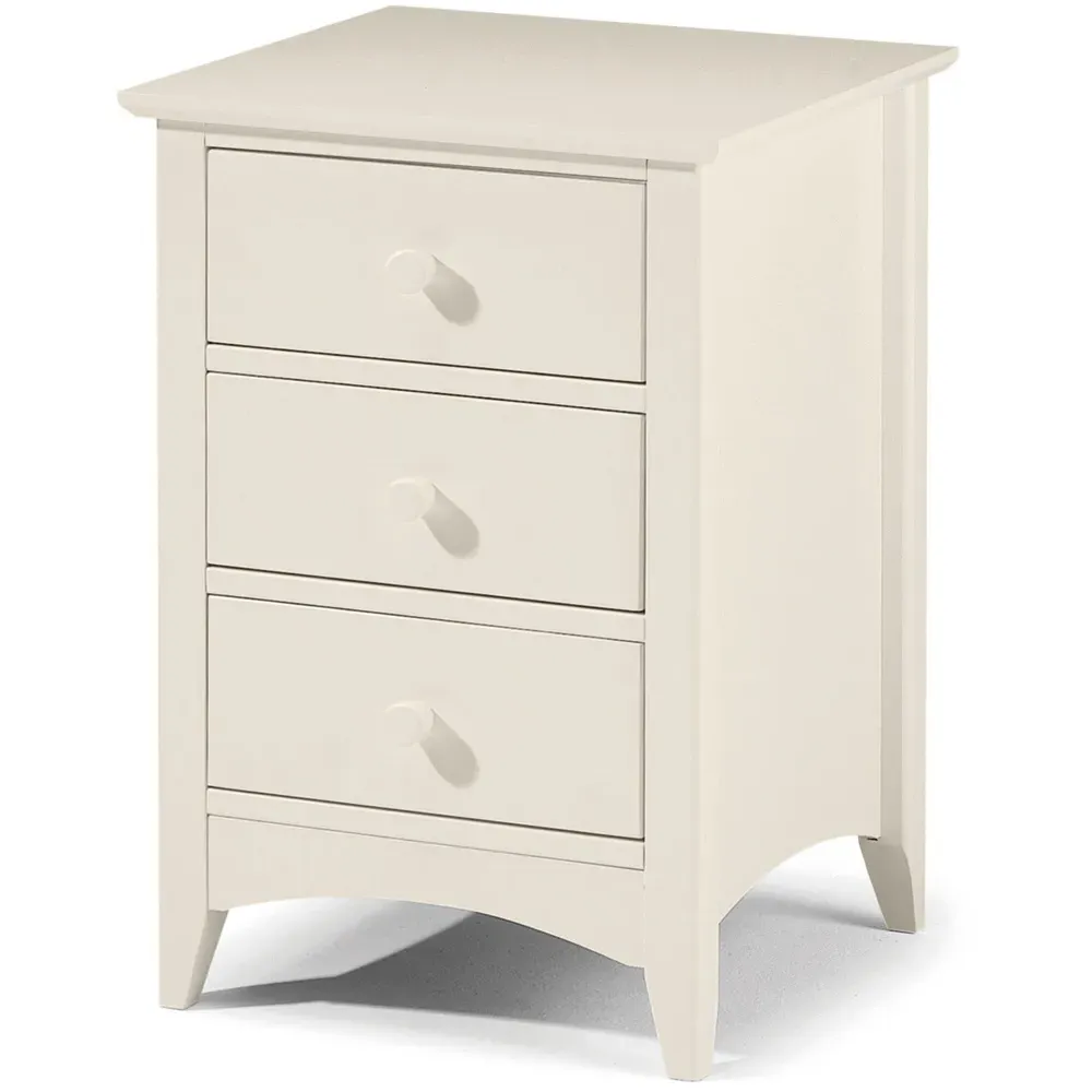 Cameo 3 Drawer Bedside Table - Stone White, Pine
