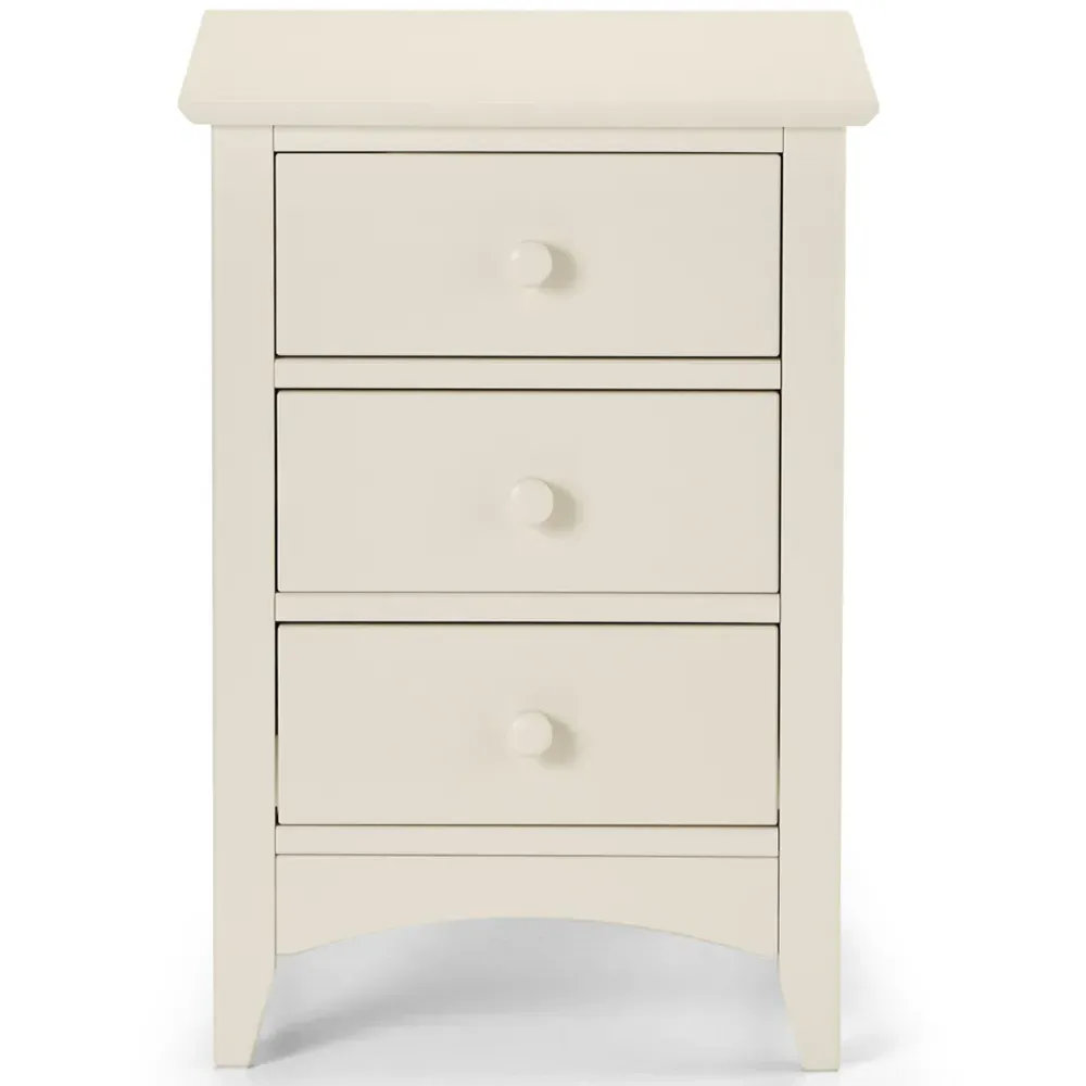 Cameo 3 Drawer Bedside Table - Stone White, Pine