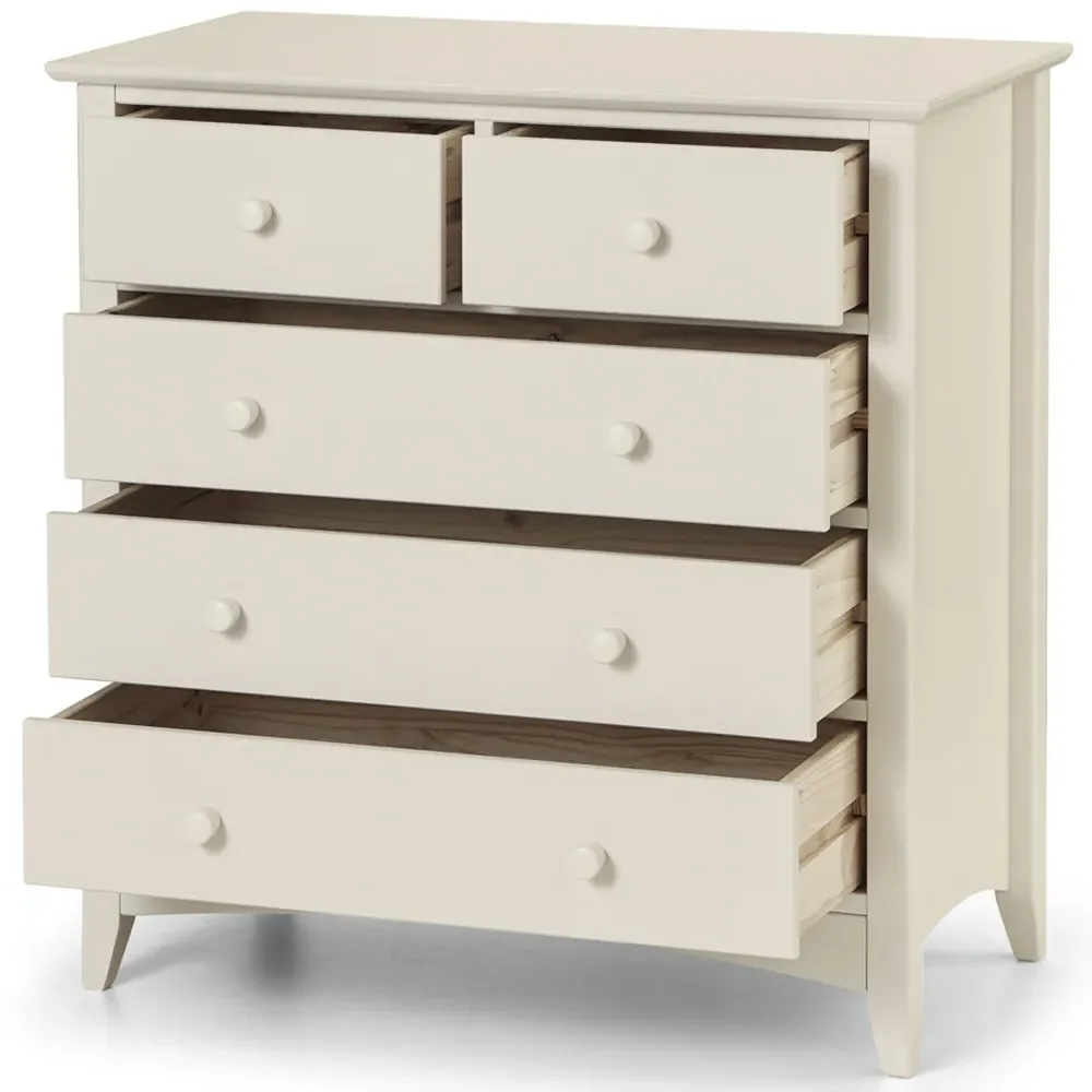 Cameo 5 Drawer Chest of Drawers - Stone White