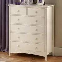 Cameo 6 Drawer Chest of Drawers - White, Pine