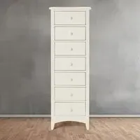 Cameo 7 Drawer Narrow Chest of Drawers - White, Pine