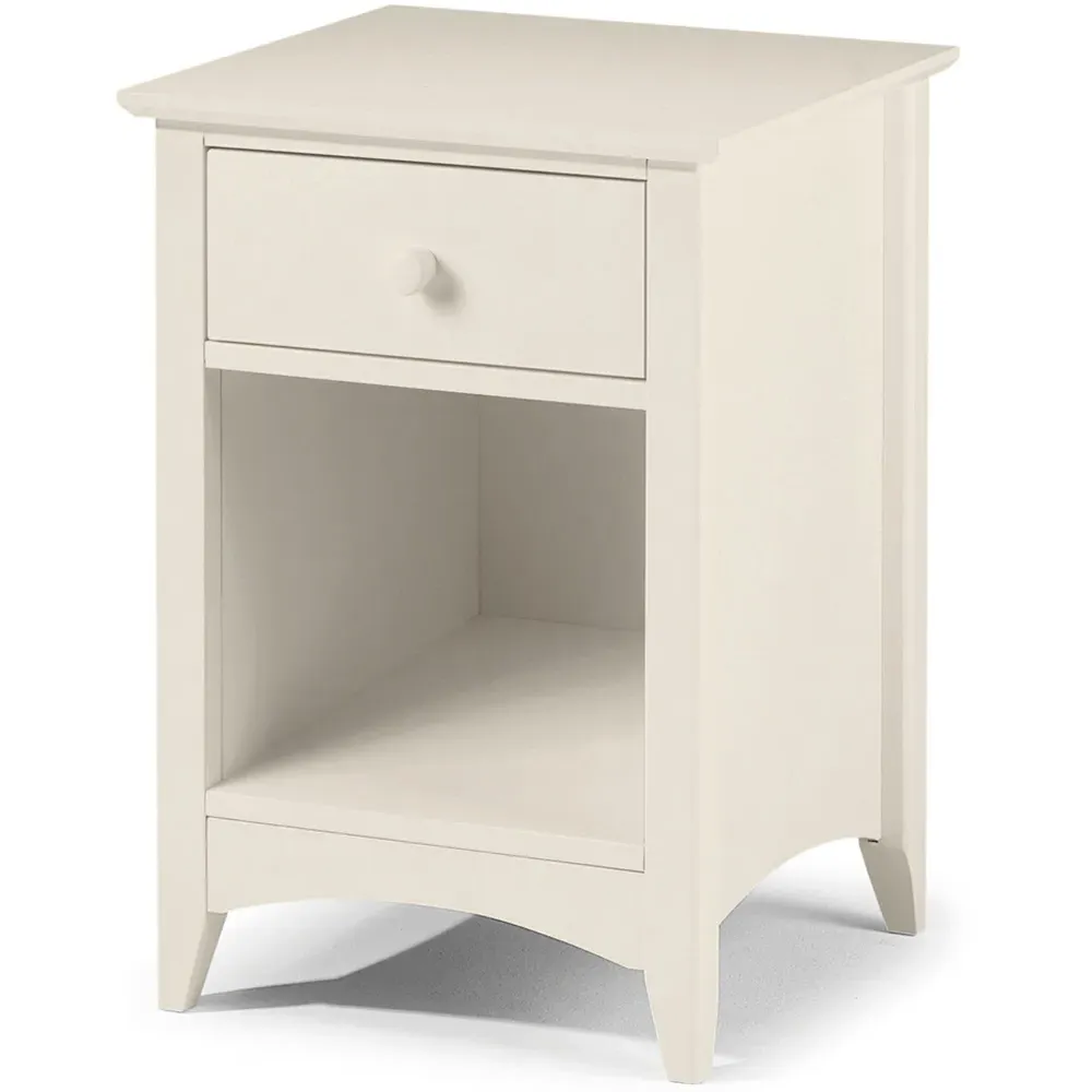 Cameo Single Drawer Bedside Table - Stone White, Pine