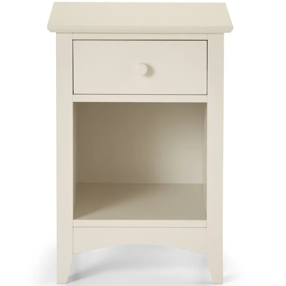 Cameo Single Drawer Bedside Table - Stone White, Pine