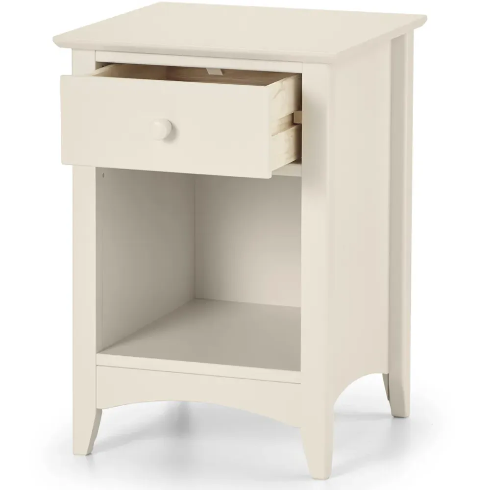 Cameo Single Drawer Bedside Table - Stone White, Pine