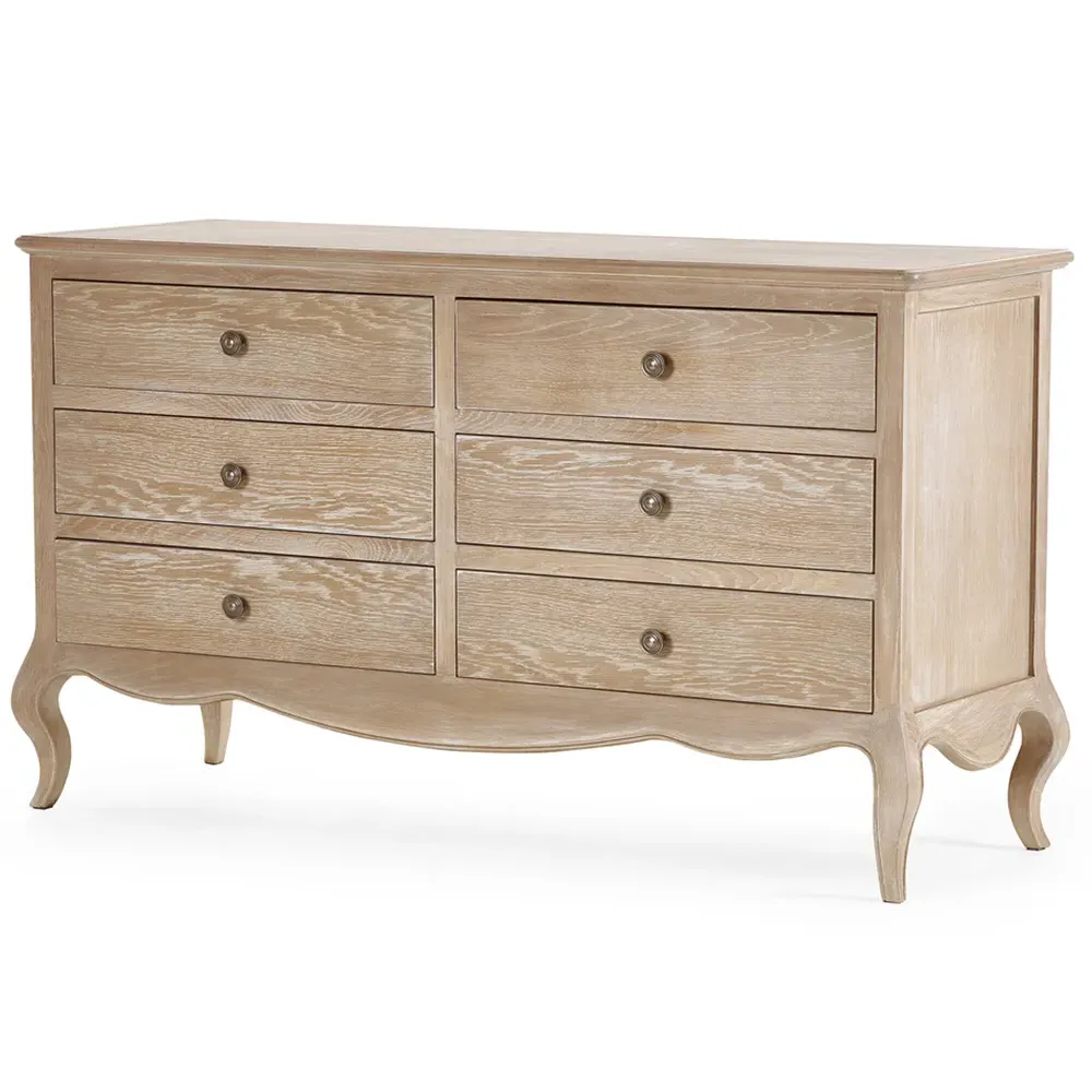 Camille 6 Drawer Wide Chest of Drawers - Brown