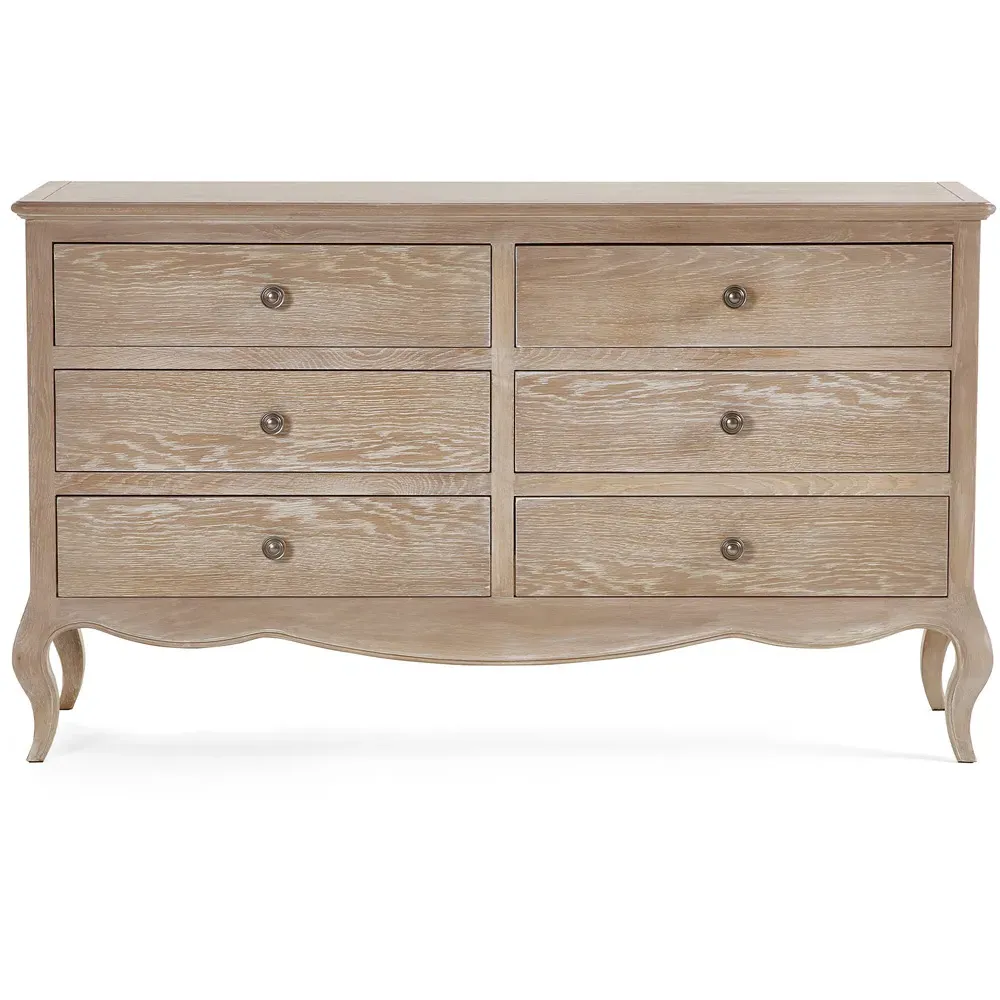 Camille 6 Drawer Wide Chest of Drawers - Brown