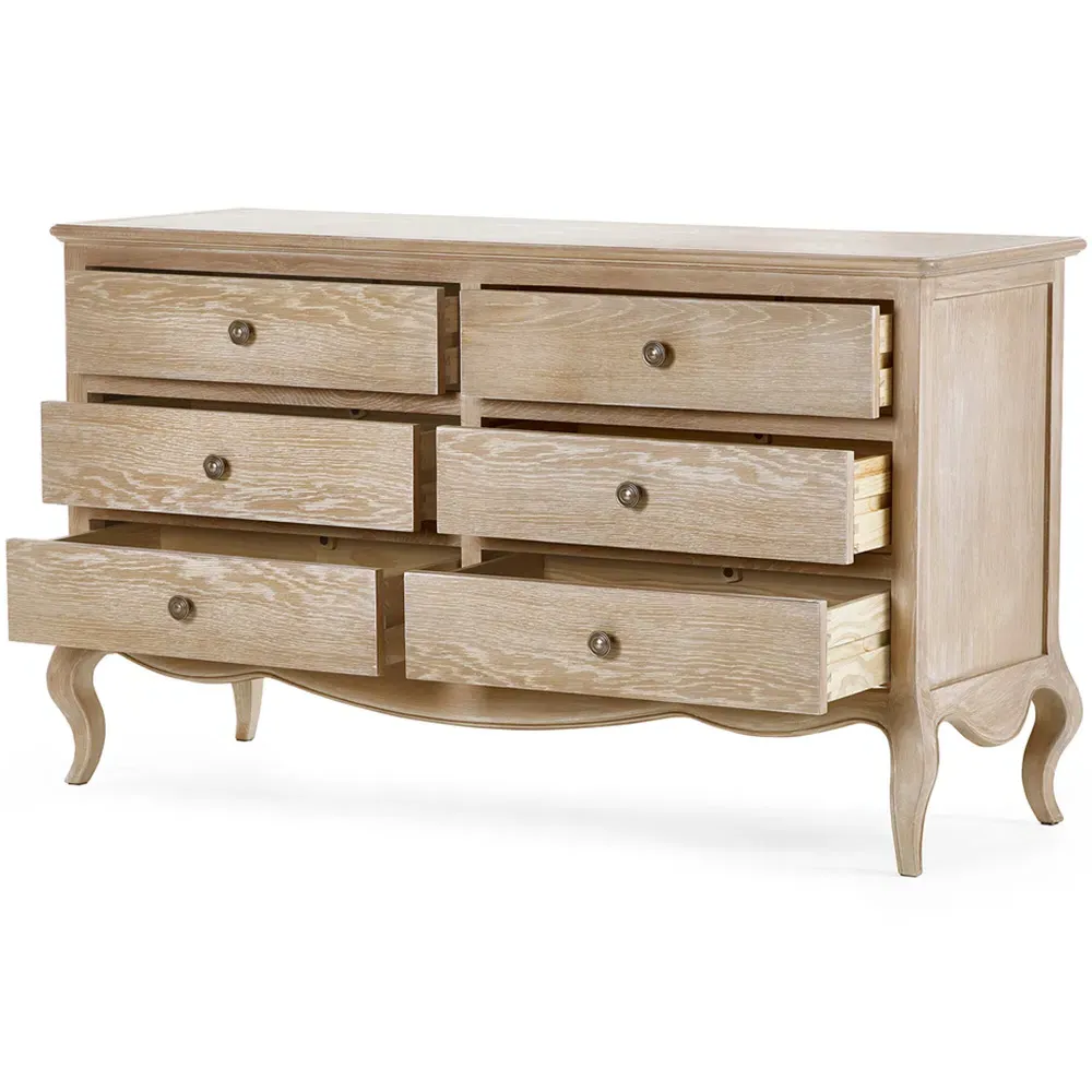 Camille 6 Drawer Wide Chest of Drawers - Brown