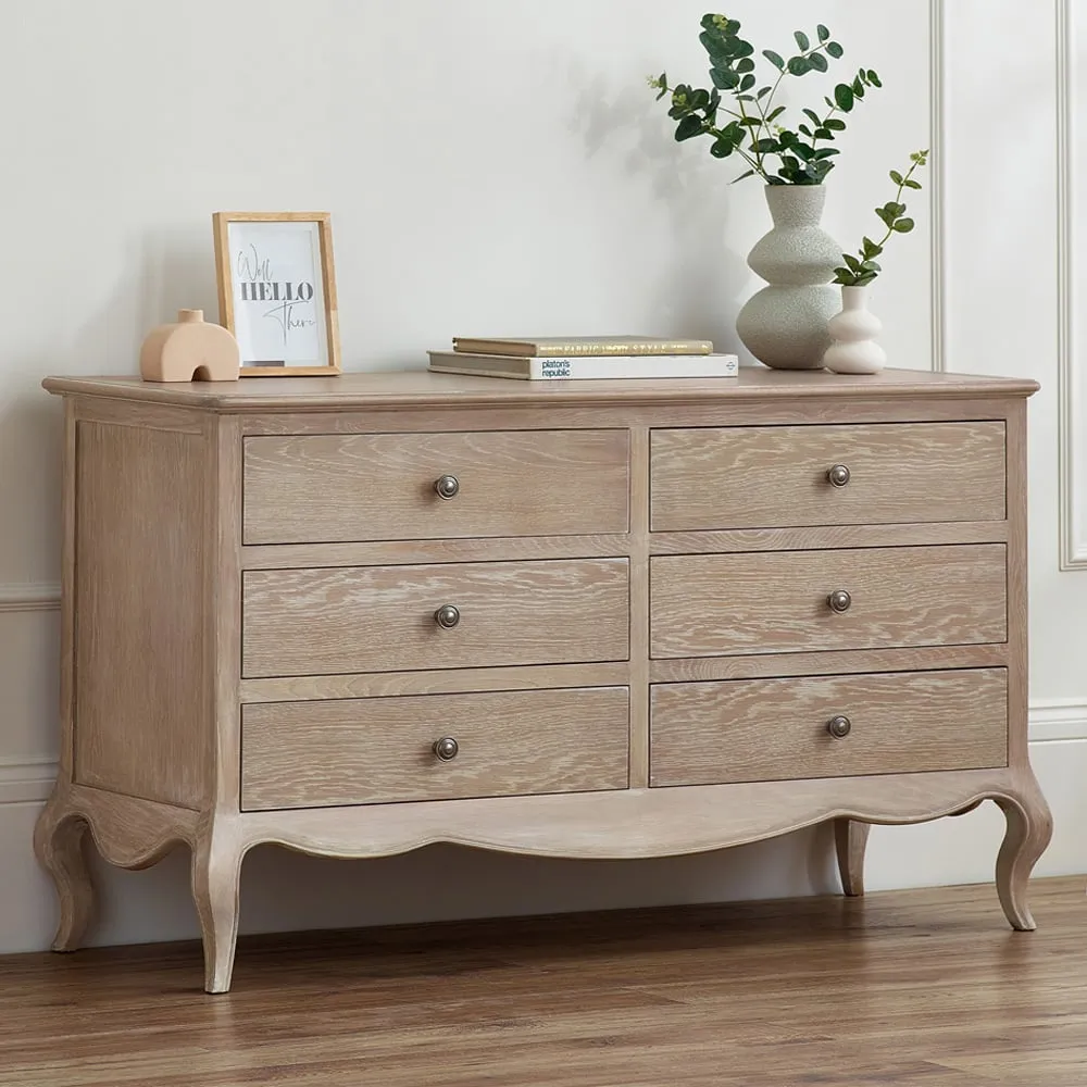 Camille 6 Drawer Wide Chest of Drawers - Brown