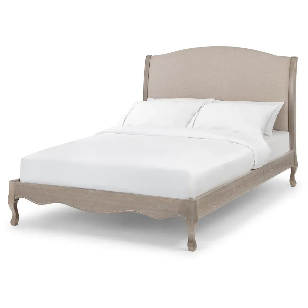 Camille Super King Bed Frame - Oatmeal, Limed Oak