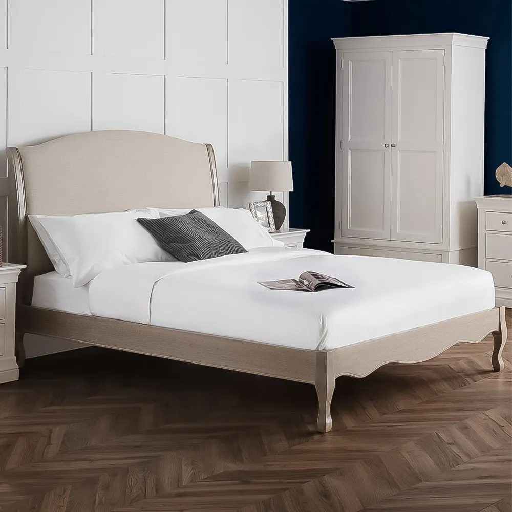 Camille Super King Bed Frame - Oatmeal, Limed Oak image