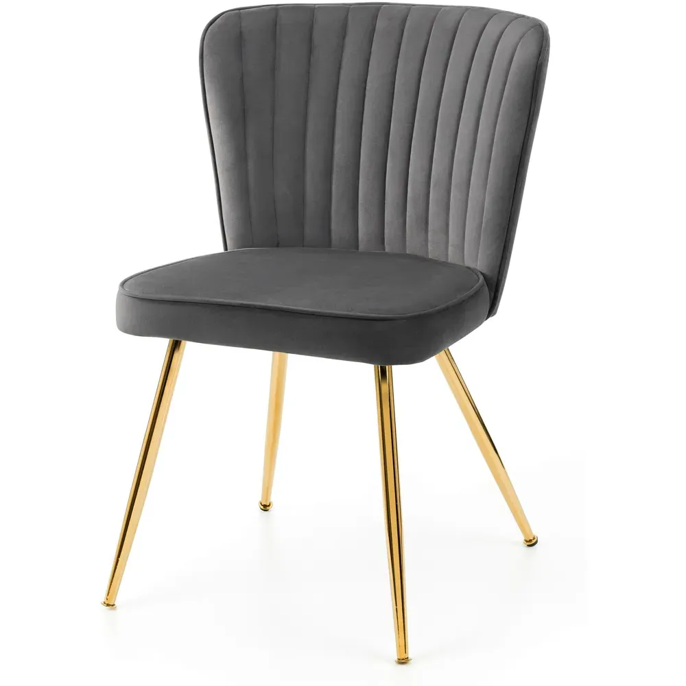 Cannes Set of 2 Dining Chairs - Grey, Velvet