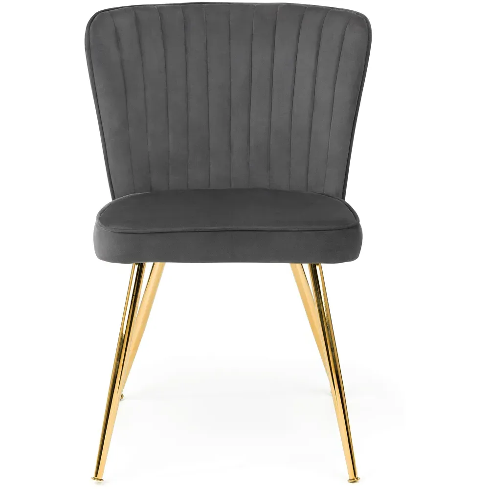 Cannes Set of 2 Dining Chairs - Grey, Velvet