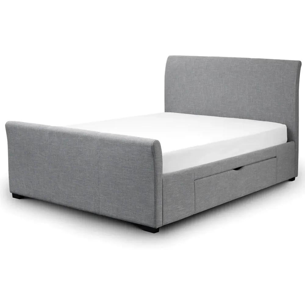 Capri King Size Storage Bed Frame - Grey, Fabric
