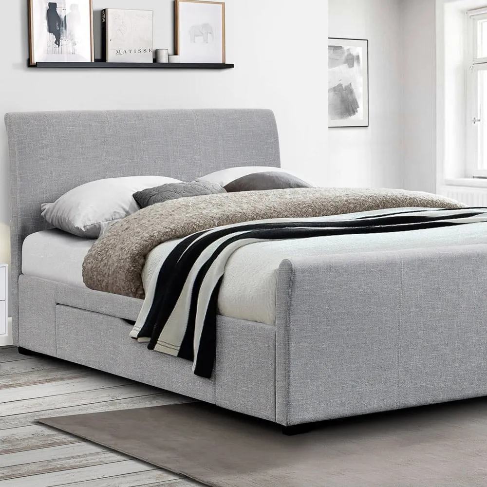 Capri King Size Storage Bed Frame - Grey, Fabric image