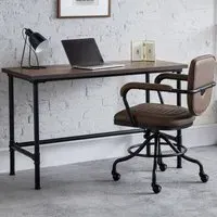 Carnegie Pipe Desk - Mocha, Steel