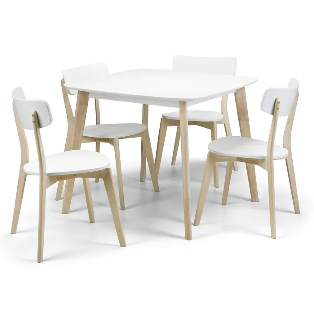 Casa 4-Seater Square Dining Table - White, Oak