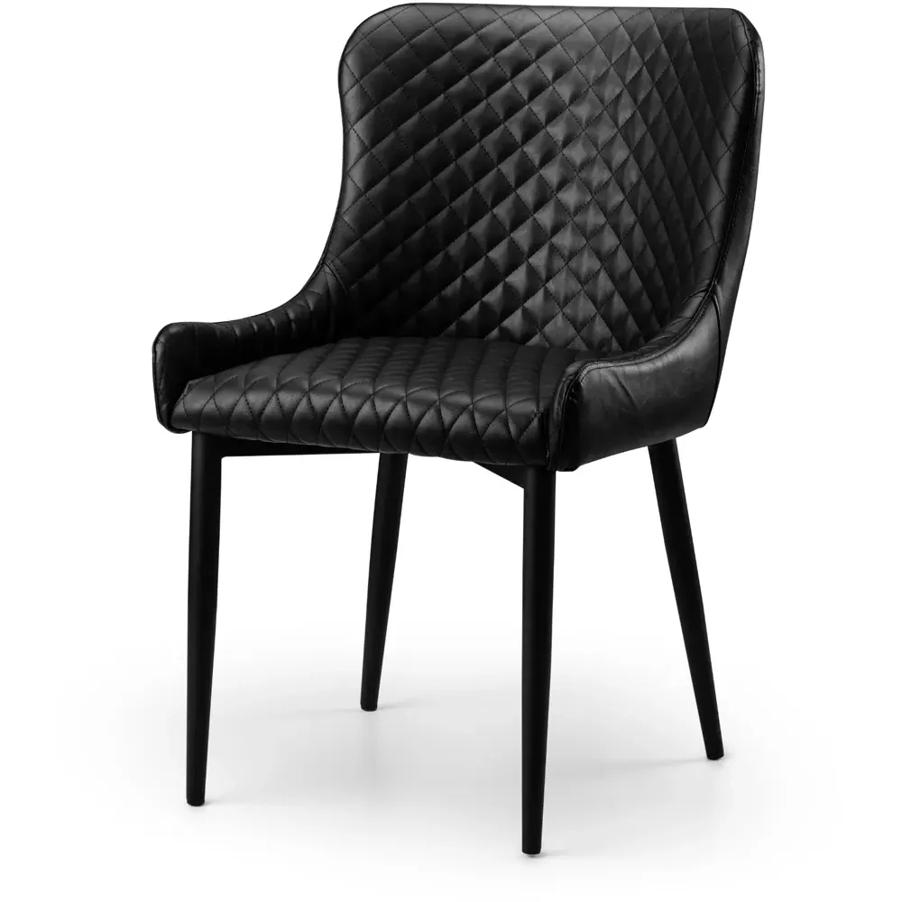 Casa Luxe Set of 2 Dining Chairs - Black, Faux Leather