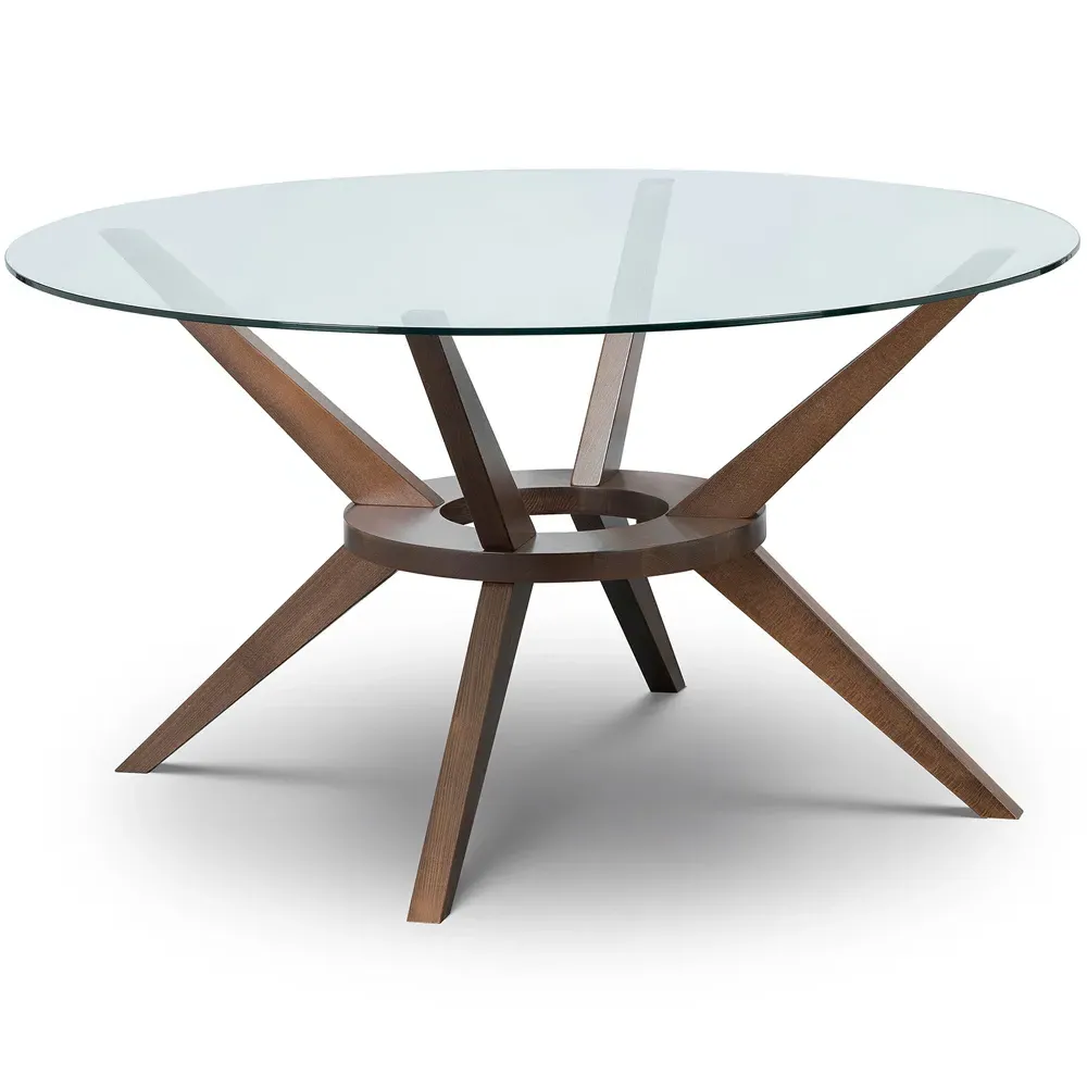 Chelsea 6 Seater Round Glass Dining Table - Wood