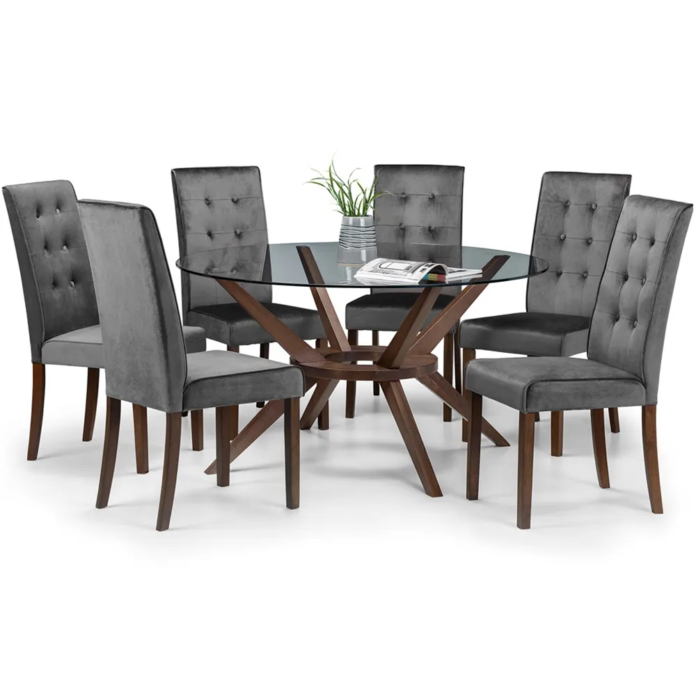Chelsea 6 Seater Round Glass Dining Table - Wood