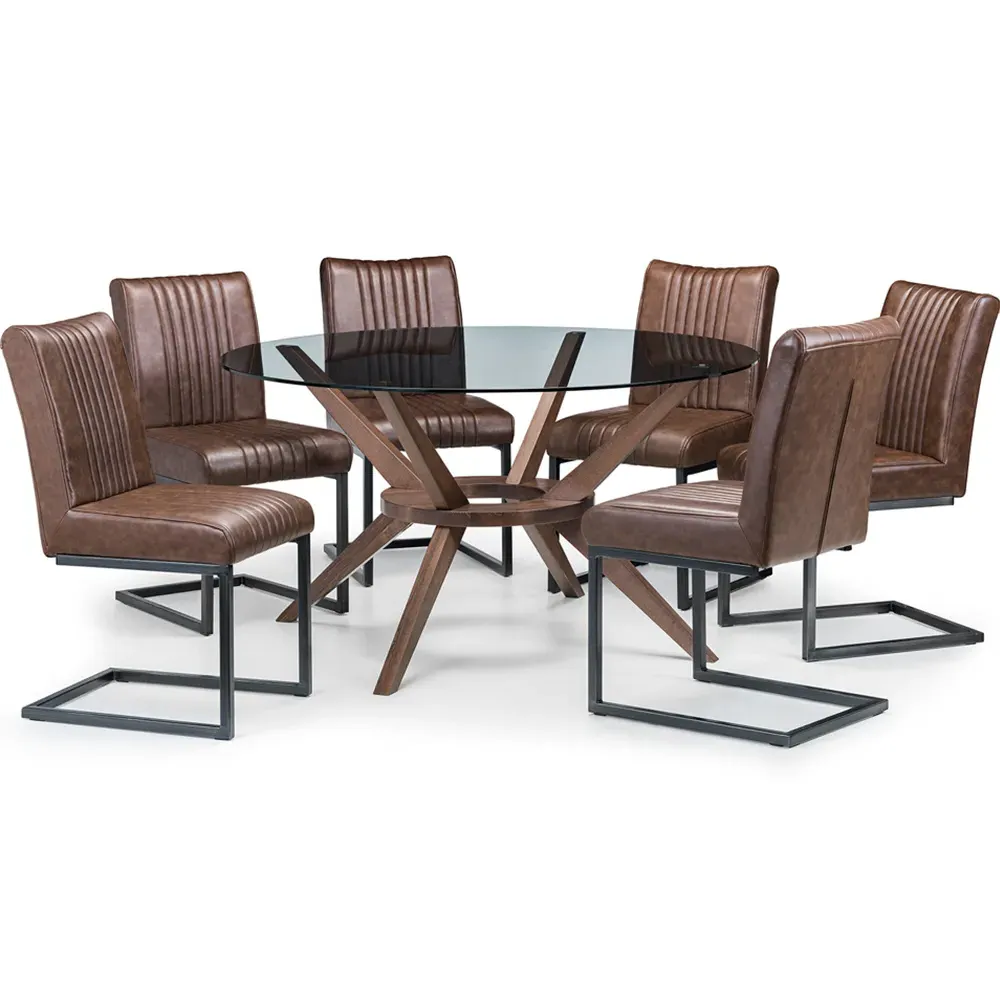 Chelsea 6 Seater Round Glass Dining Table - Wood