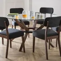 Chelsea 6 Seater Round Glass Dining Table - Wood