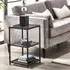 Chicago 2 Shelf Narrow Side Table - Black, Smoked Glass