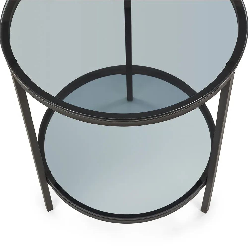 Chicago Circular Lamp Table - Black, Smoked Glass
