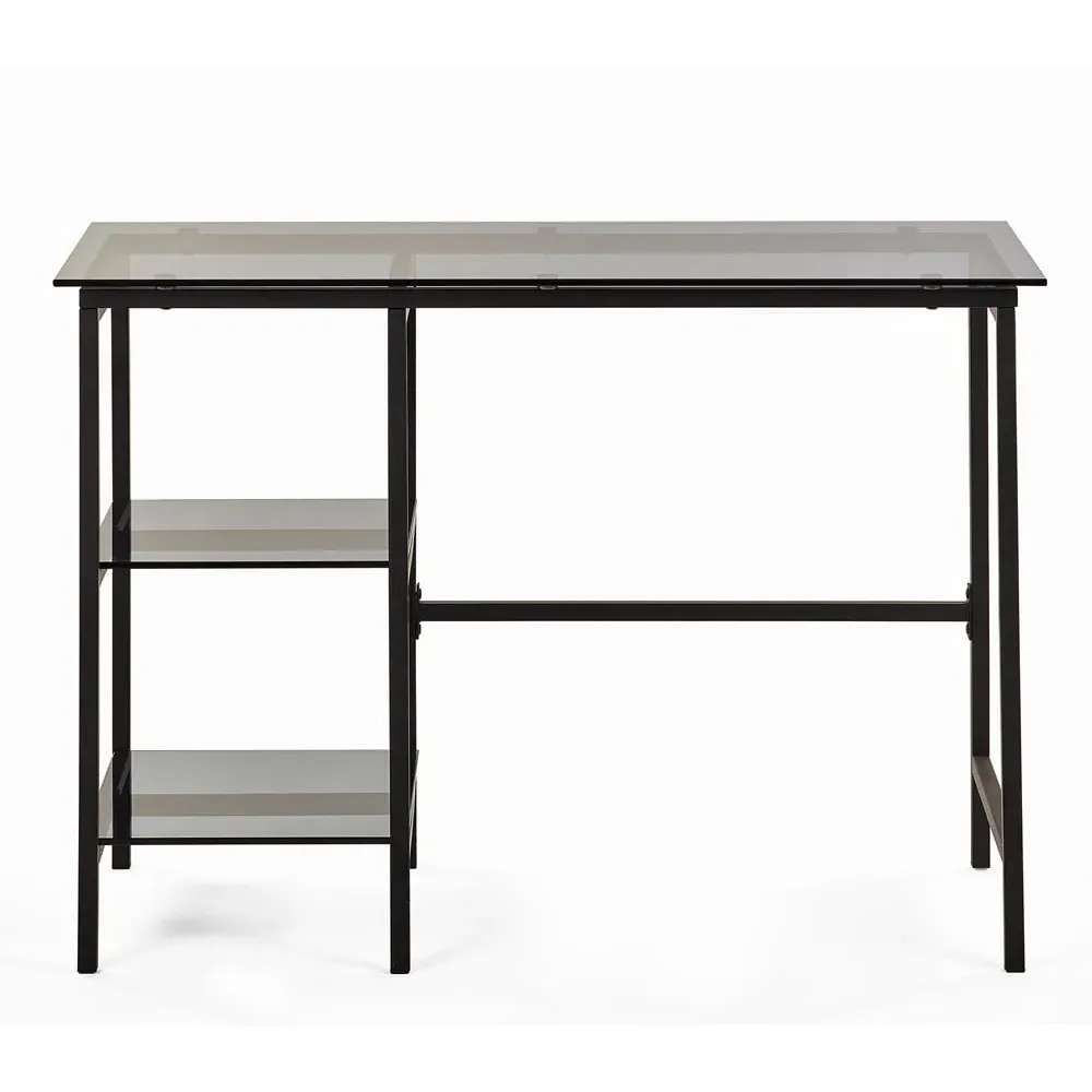 Chicago Desk with Shelves - Black, Smoked Glass