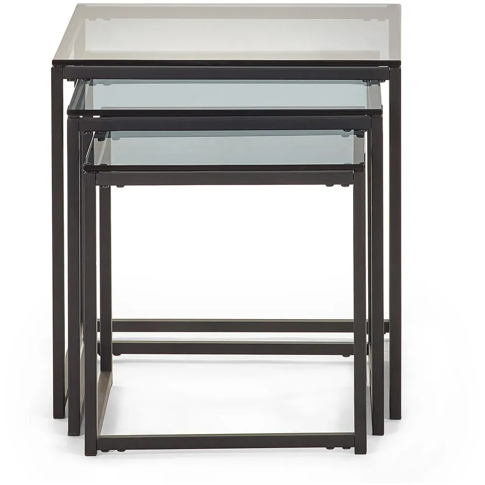 Chicago Nest of Tables Set of 3 - Black, Smoked Glass