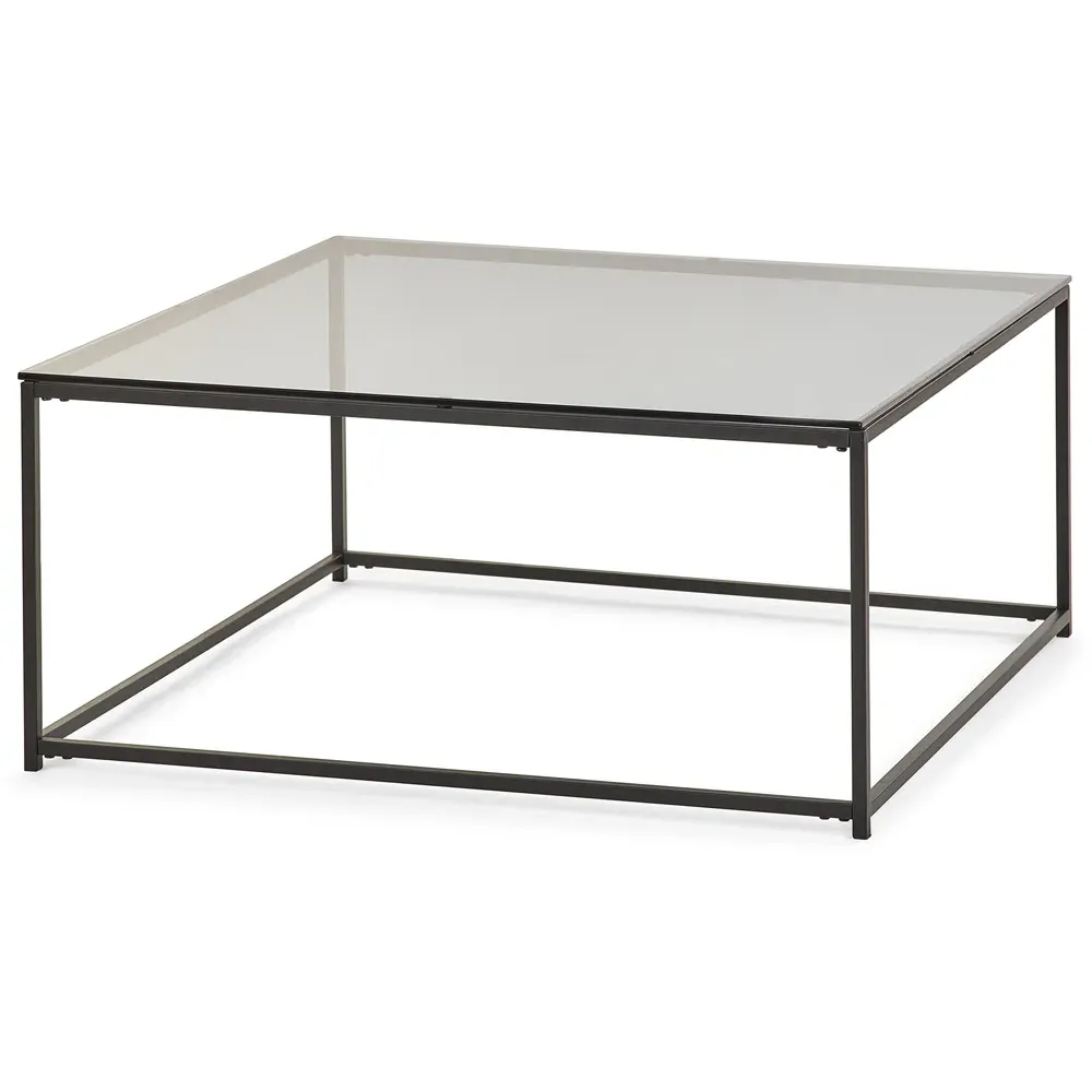 Chicago Square Coffee Table - Black, Smoked Glass