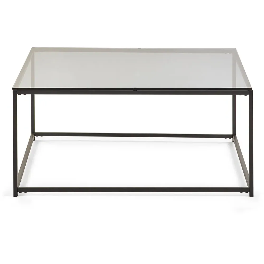 Chicago Square Coffee Table - Black, Smoked Glass