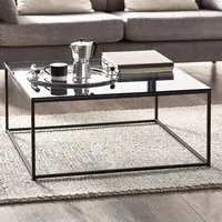 Chicago Square Coffee Table - Black, Smoked Glass