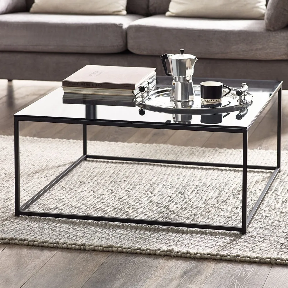 Chicago Square Coffee Table - Black, Smoked Glass