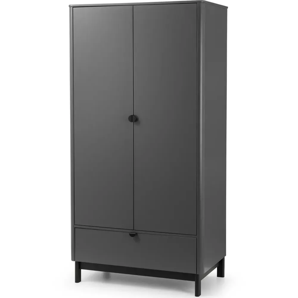 Chloe 2 Door Single Drawer Wardrobe - Storm Grey